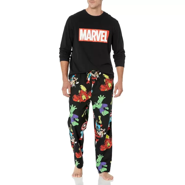 imageAmazon Essentials Disney  Marvel  Star Wars Mens Flannel Pajama Sleep SetsMarvel Avengers