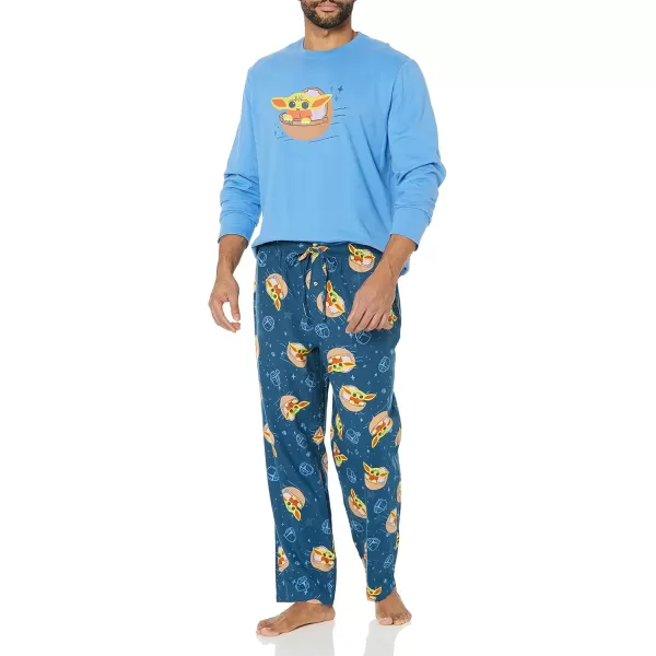 imageAmazon Essentials Disney  Marvel  Star Wars Mens Flannel Pajama Sleep SetsStar Wars Grogu  Mens