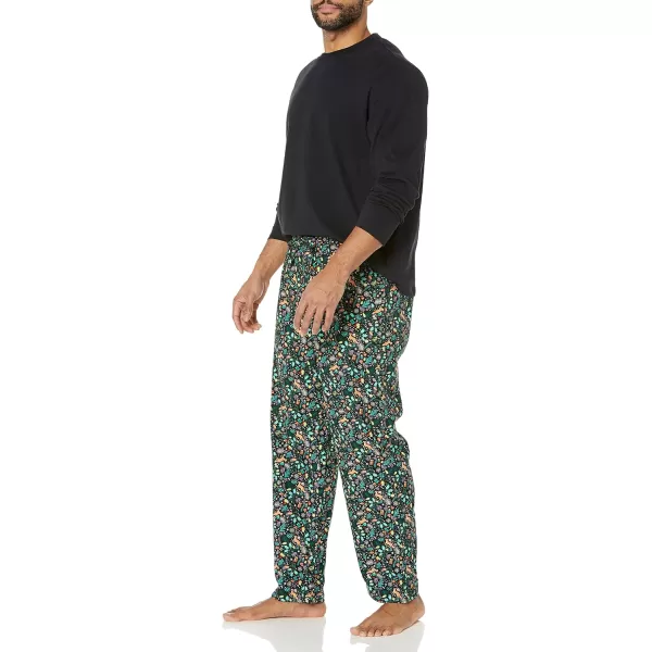 imageAmazon Essentials Mens Soft Flannel Pajama Sleepwear Set Available in Big ampamp TallBlack Folkloric