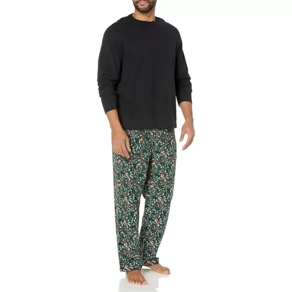 imageAmazon Essentials Mens Soft Flannel Pajama Sleepwear Set Available in Big ampamp TallBlack Folkloric