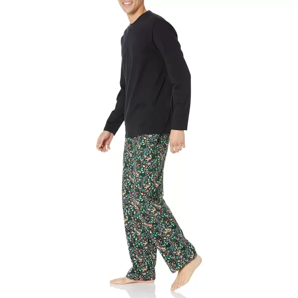 imageAmazon Essentials Mens Soft Flannel Pajama Sleepwear Set Available in Big ampamp TallBlack Folkloric