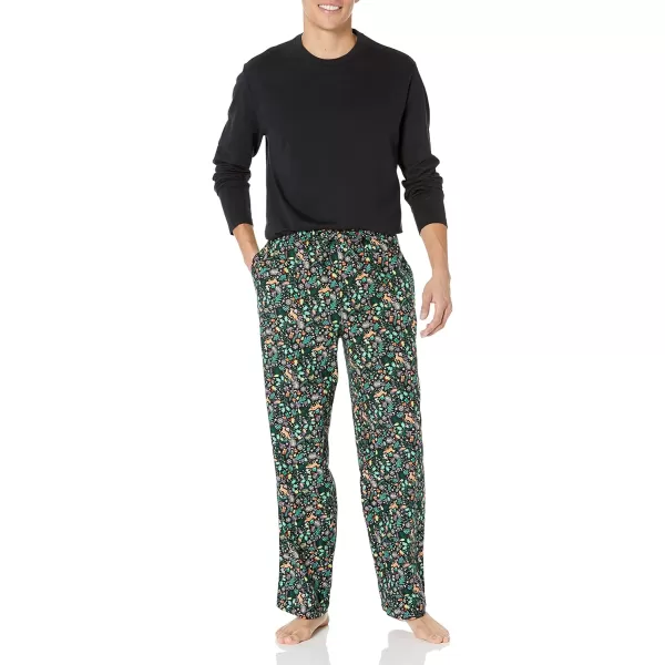 imageAmazon Essentials Mens Soft Flannel Pajama Sleepwear Set Available in Big ampamp TallBlack Folkloric