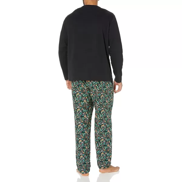 imageAmazon Essentials Mens Soft Flannel Pajama Sleepwear Set Available in Big ampamp TallBlack Folkloric