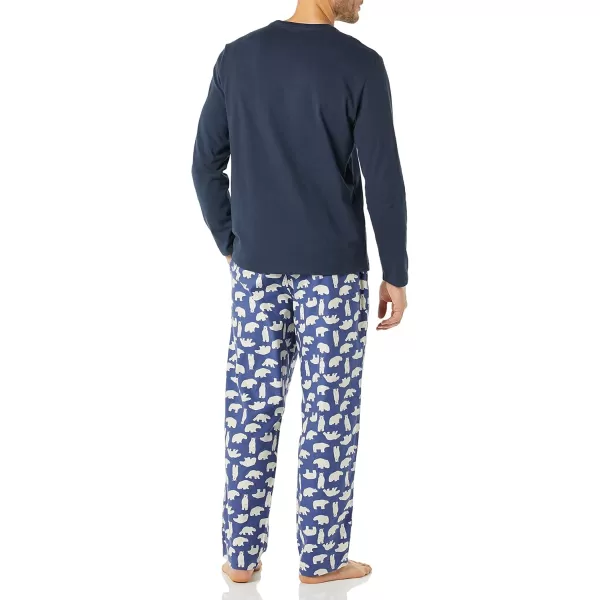 imageAmazon Essentials Mens Soft Flannel Pajama Sleepwear Set Available in Big ampamp TallNavy Polar Bear