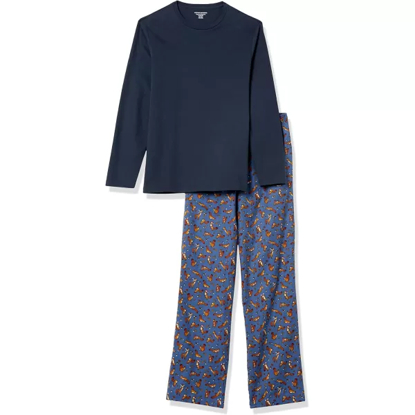 imageAmazon Essentials Mens Soft Flannel Pajama Sleepwear Set Available in Big ampamp TallNavy Squirrel