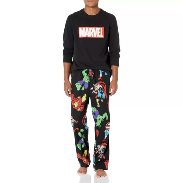 imageAmazon Essentials Disney  Marvel  Star Wars Mens Flannel Pajama Sleep SetsMarvel Avengers