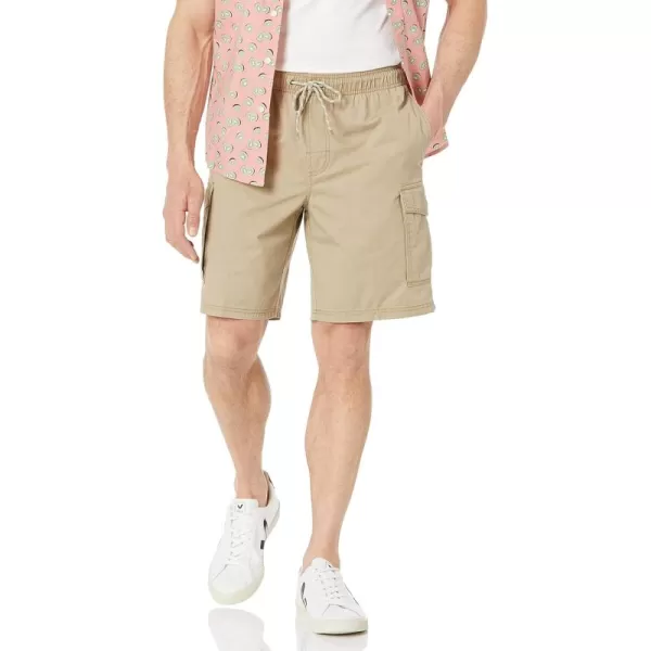 imageAmazon Essentials Mens 9quot Elastic Waist Cargo ShortKhaki Brown