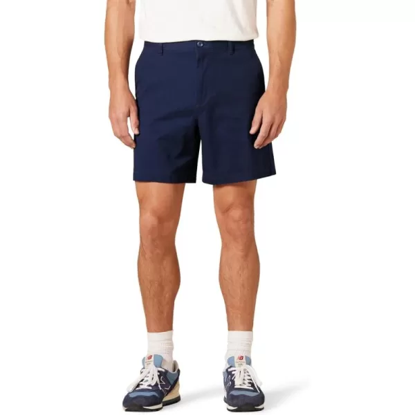 imageAmazon Essentials Mens ClassicFit 7quot Comfort Stretch Chino ShortNavy