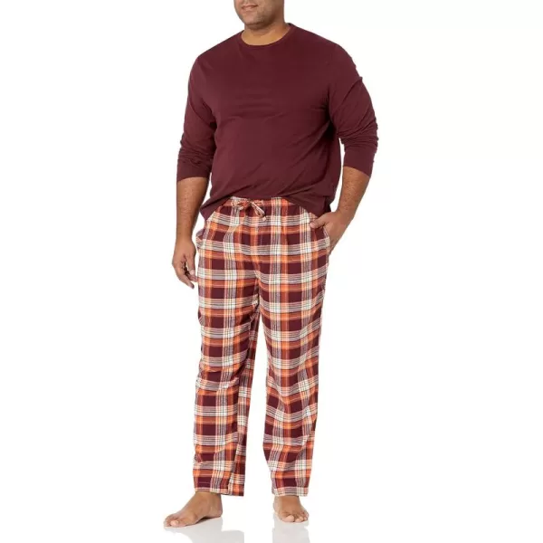 imageAmazon Essentials Mens Soft Flannel Pajama Sleepwear Set Available in Big ampamp TallBurgundy Plaid