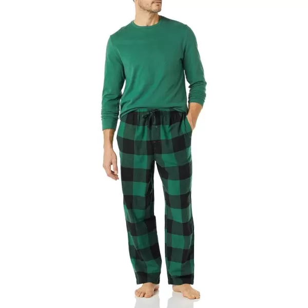 imageAmazon Essentials Mens Soft Flannel Pajama Sleepwear Set Available in Big ampamp TallGreenBuffalo Plaid