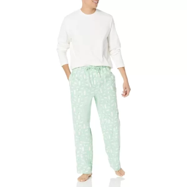 imageAmazon Essentials Mens Soft Flannel Pajama Sleepwear Set Available in Big ampamp TallMint Green Forest Animals