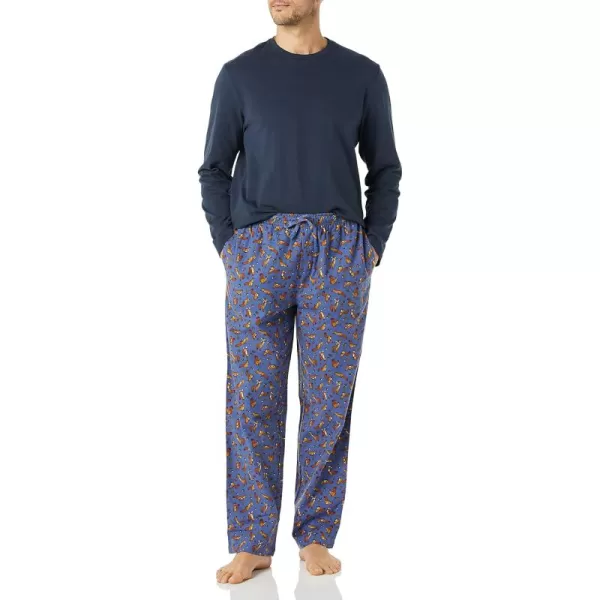 imageAmazon Essentials Mens Soft Flannel Pajama Sleepwear Set Available in Big ampamp TallNavy Squirrel