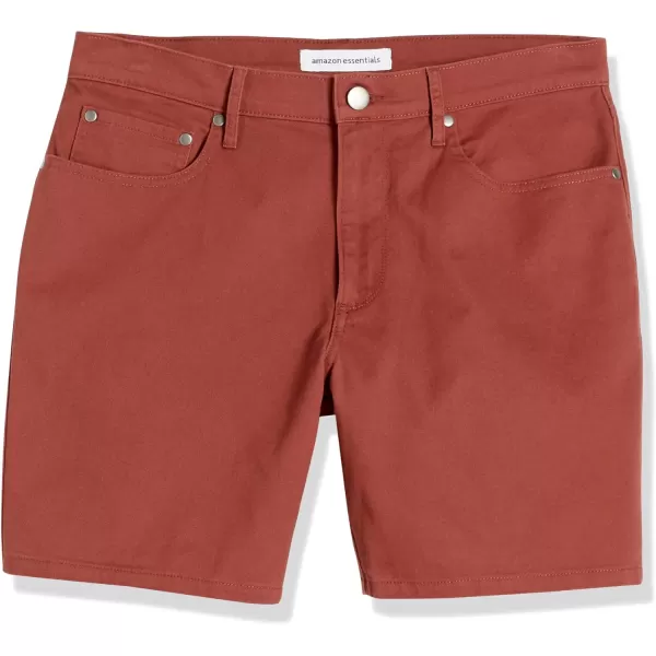 imageAmazon Essentials Mens SlimFit 7quot Inseam Stretch 5Pocket ShortChestnut Brown