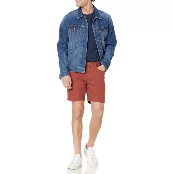 imageAmazon Essentials Mens SlimFit 7quot Inseam Stretch 5Pocket ShortChestnut Brown