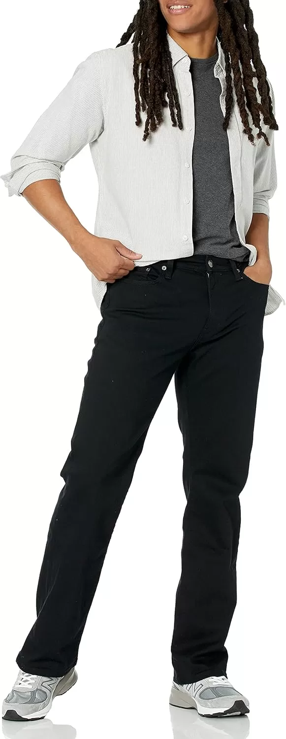 imageAmazon Essentials Jeans for Men Straight Fit BootcutBlack