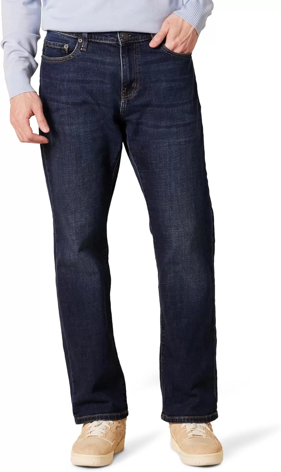 imageAmazon Essentials Jeans for Men Straight Fit BootcutDark Blue Vintage