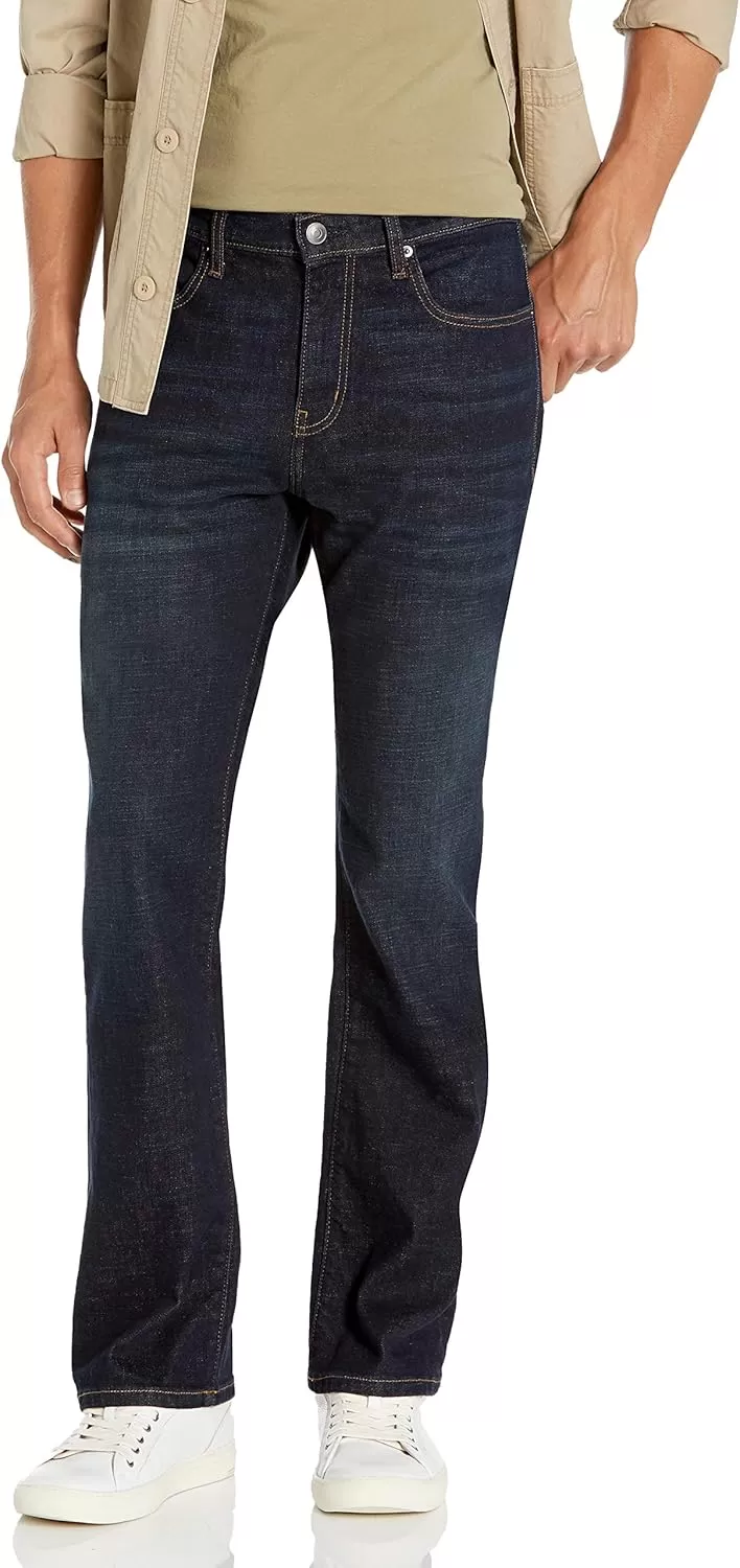 imageAmazon Essentials Jeans for Men Straight Fit BootcutDark Indigo Tie Dye
