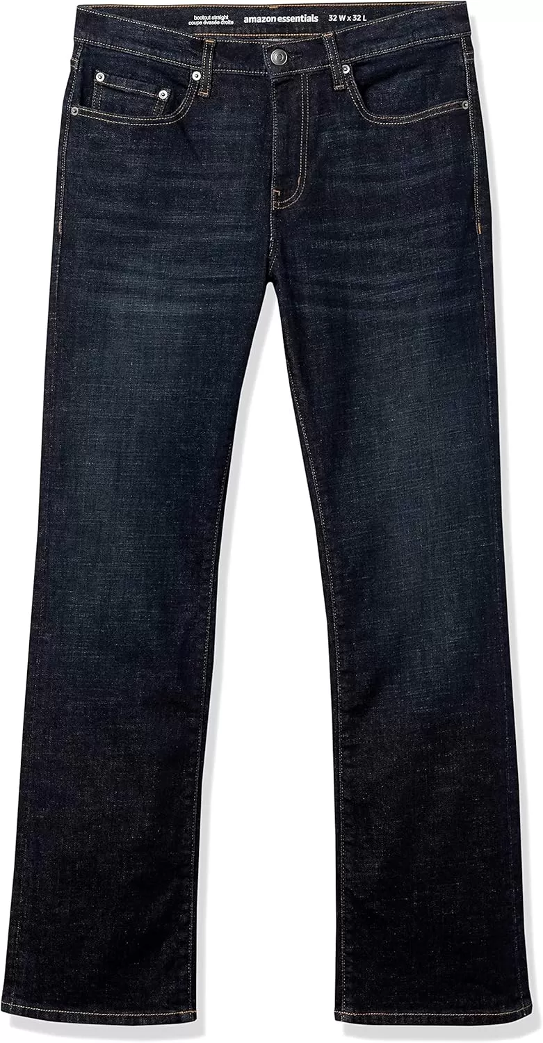 imageAmazon Essentials Jeans for Men Straight Fit BootcutDark Indigo Tie Dye