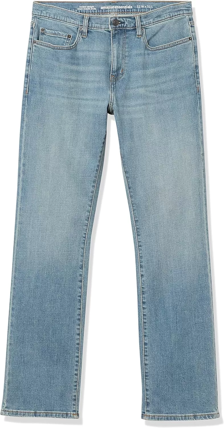 imageAmazon Essentials Jeans for Men Straight Fit BootcutLight Blue Vintage