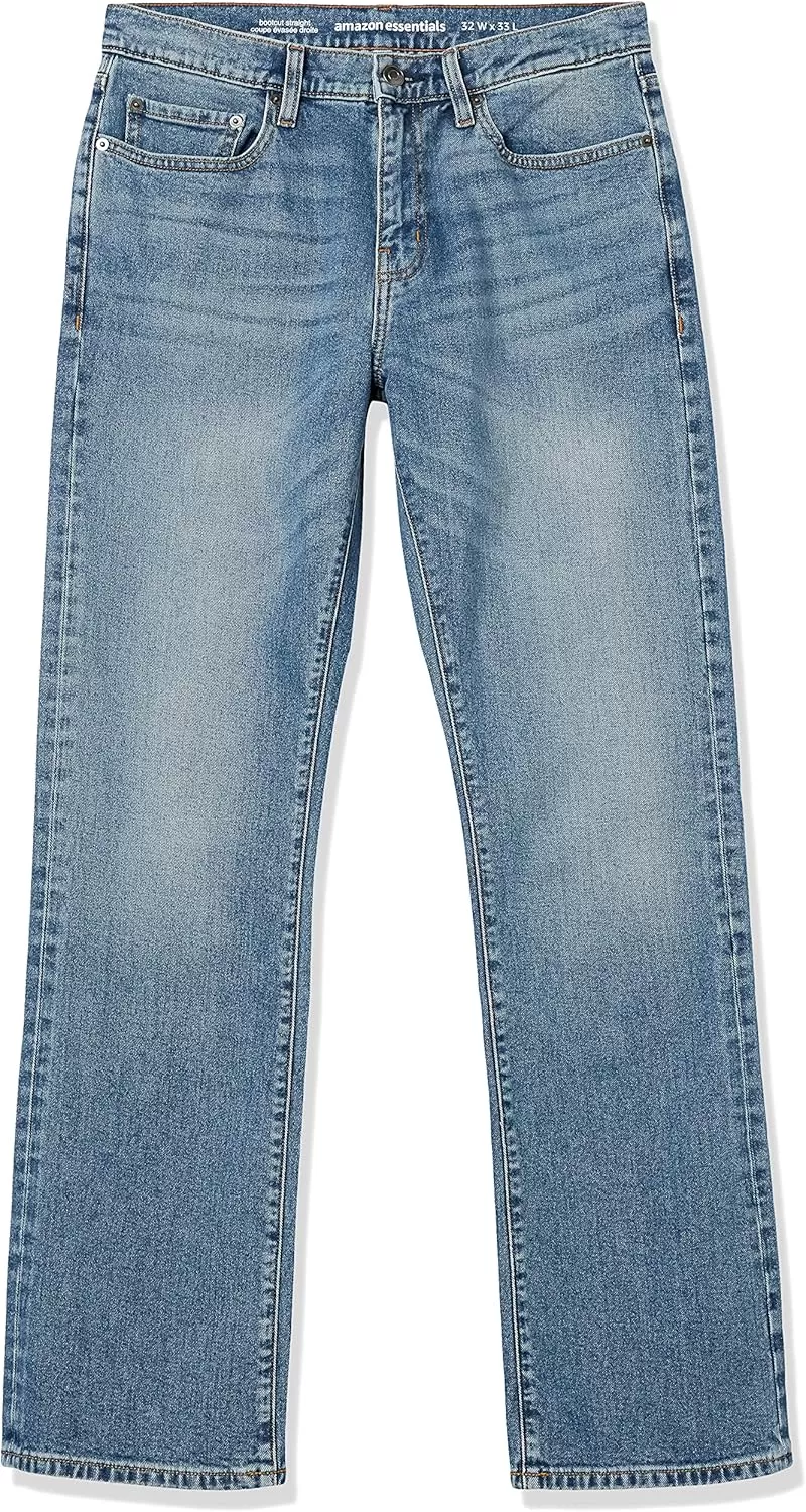 imageAmazon Essentials Jeans for Men Straight Fit BootcutLight Wash