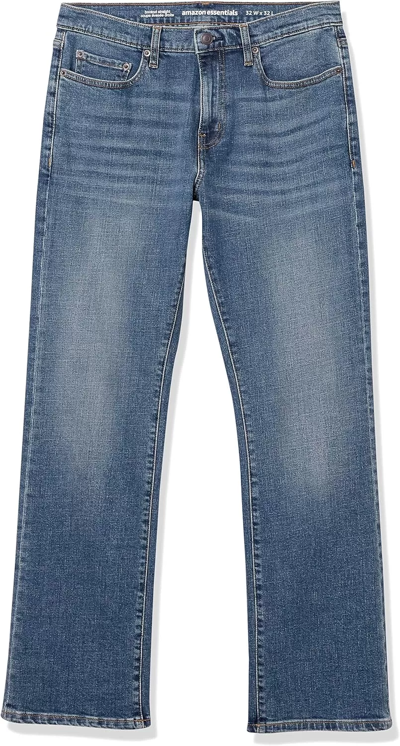imageAmazon Essentials Jeans for Men Straight Fit BootcutMedium Blue Vintage