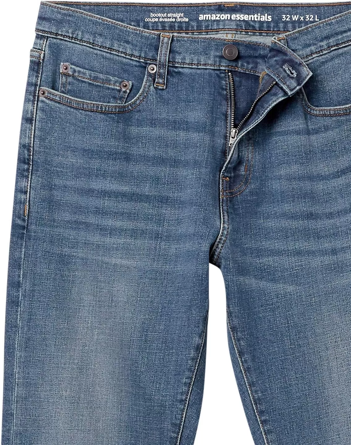 imageAmazon Essentials Jeans for Men Straight Fit BootcutMedium Blue Vintage