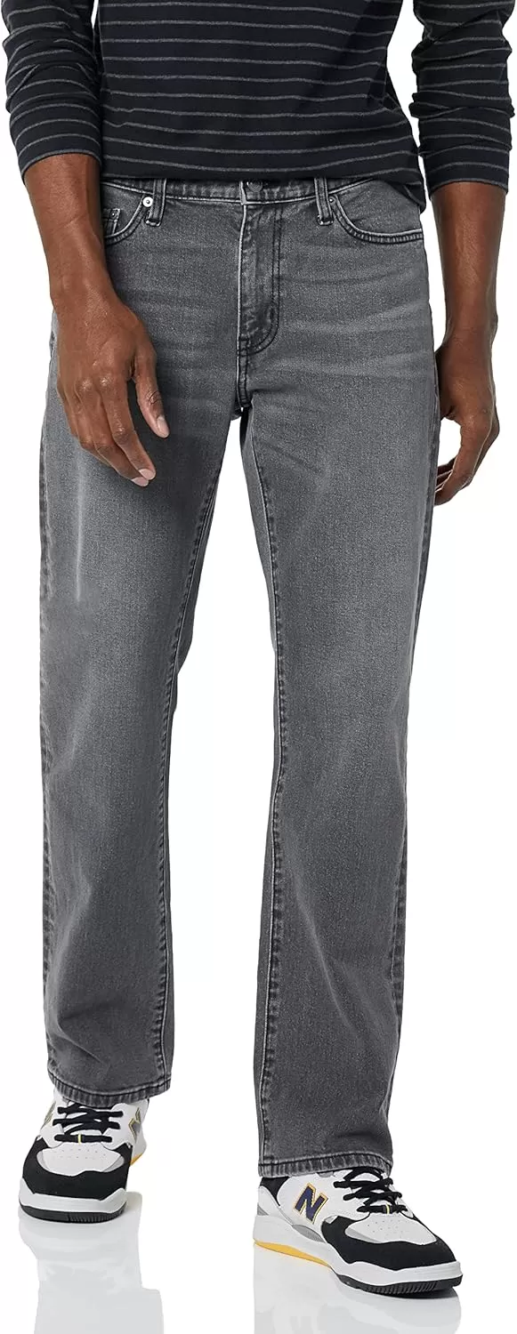 imageAmazon Essentials Jeans for Men Straight Fit BootcutWashed Grey