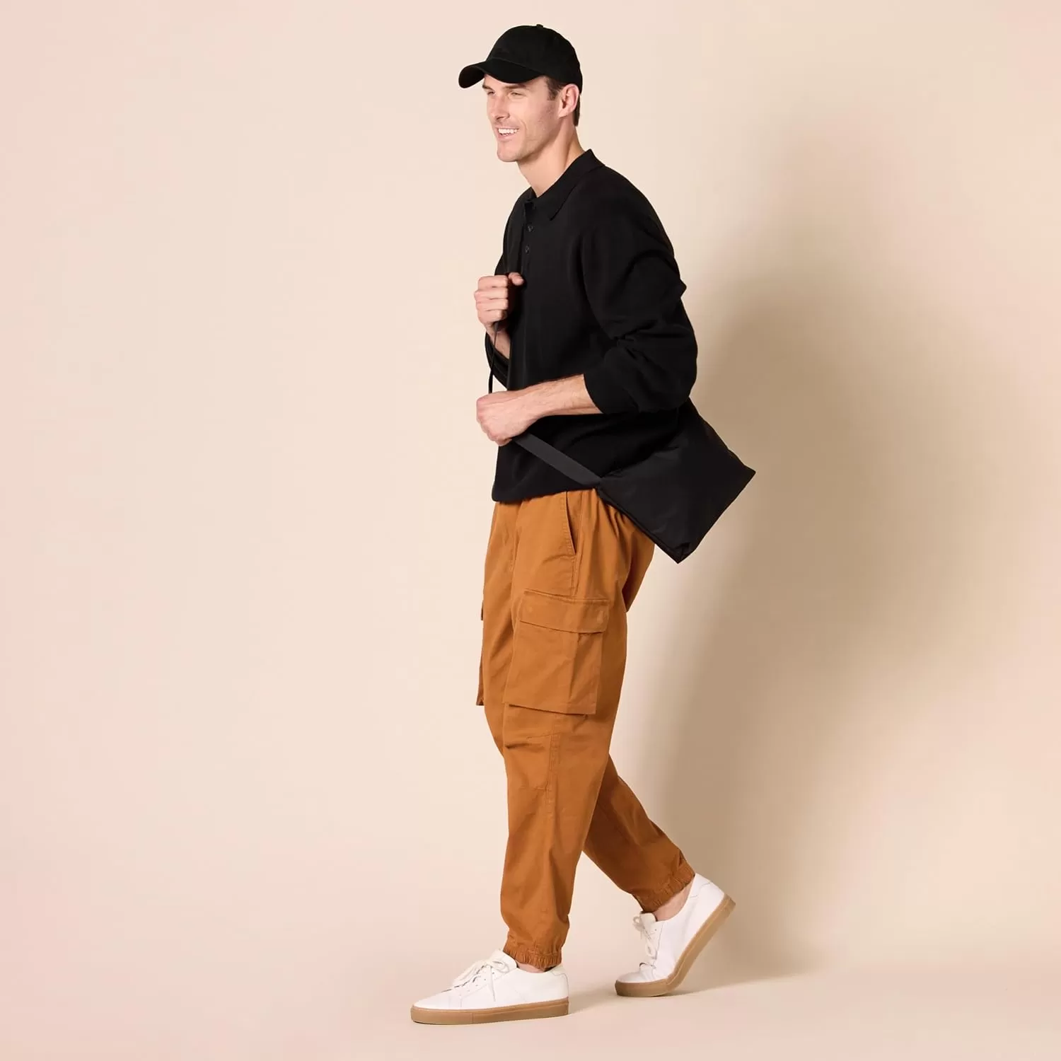 imageAmazon Essentials Mens DrawstringWaist RegularFit Cargo JoggerCaramel