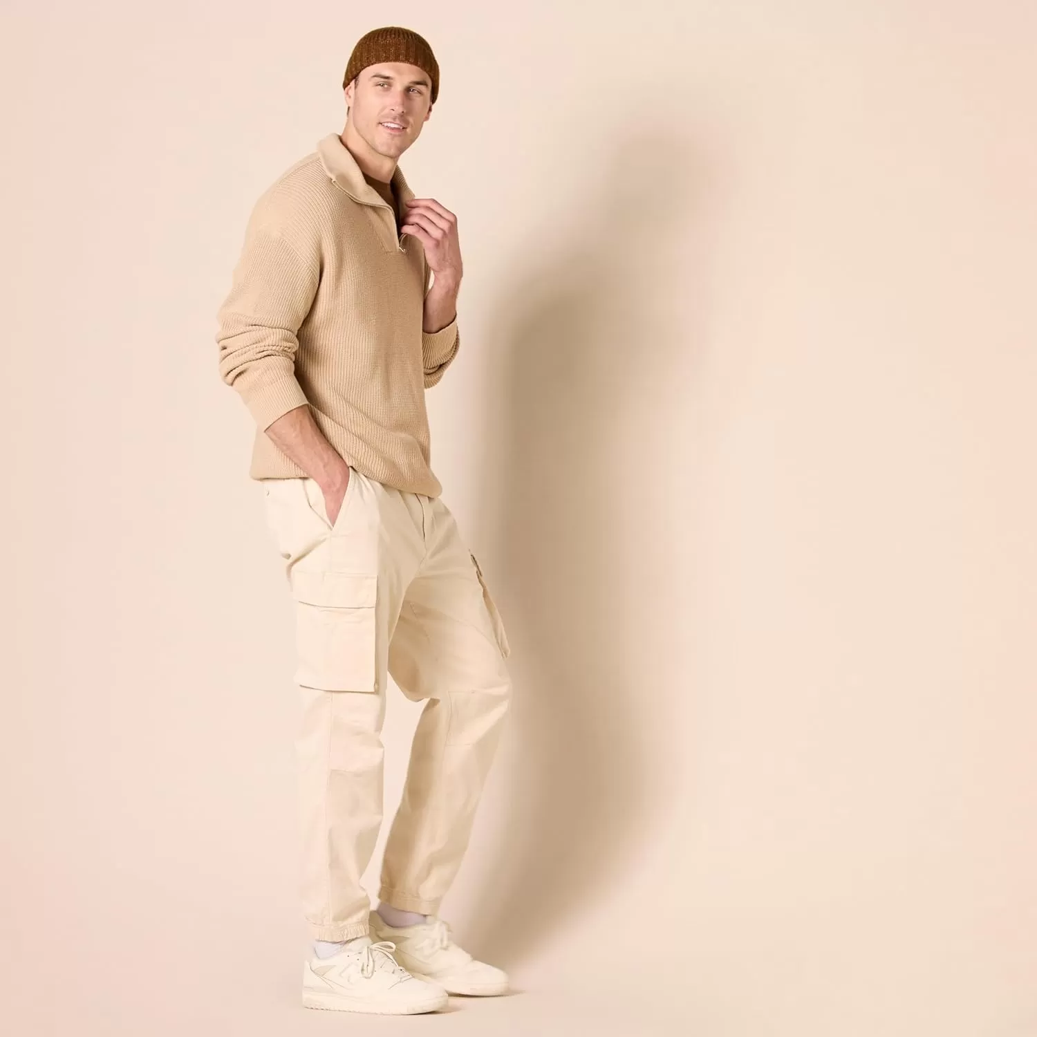 imageAmazon Essentials Mens DrawstringWaist RegularFit Cargo JoggerLight Beige