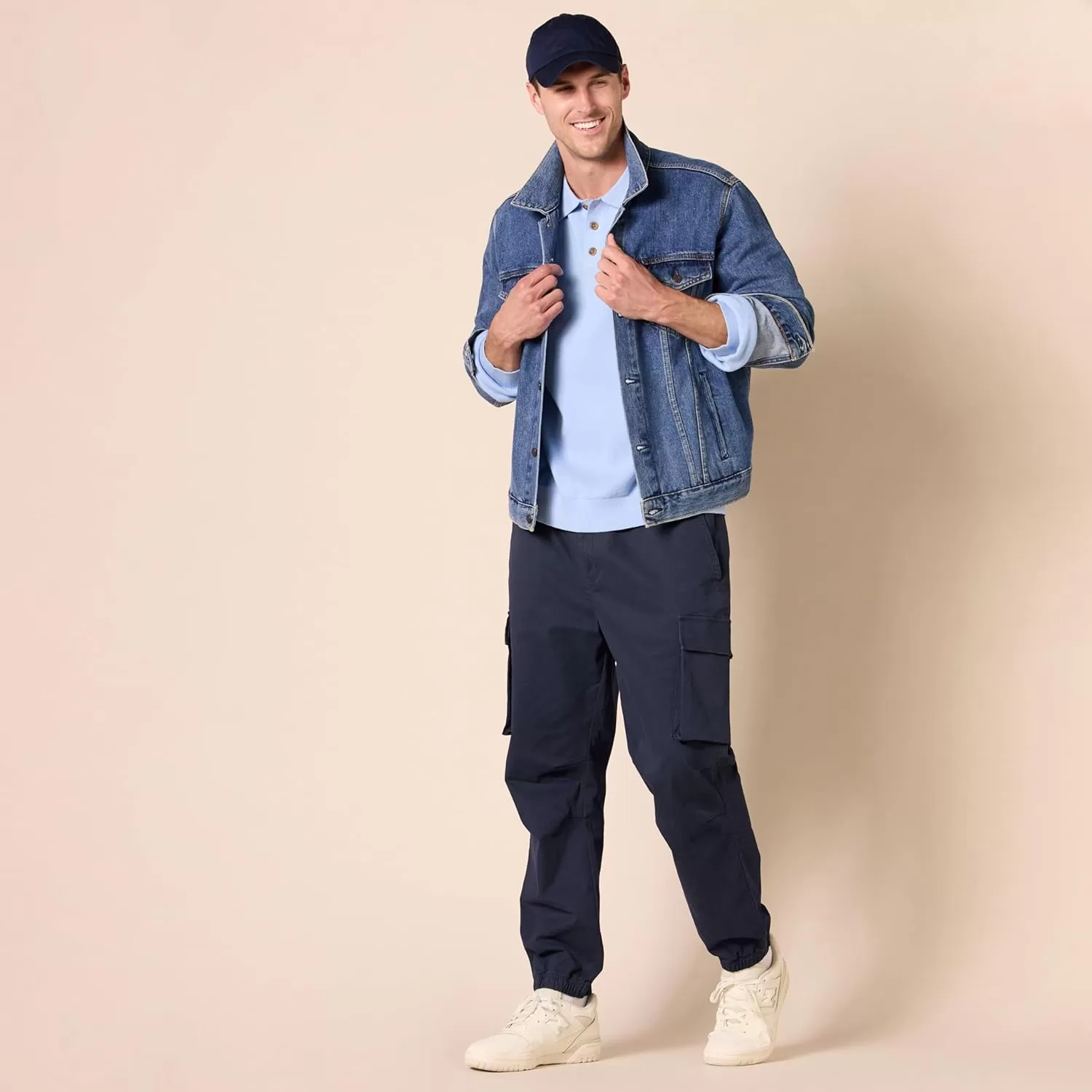 imageAmazon Essentials Mens DrawstringWaist RegularFit Cargo JoggerNavy
