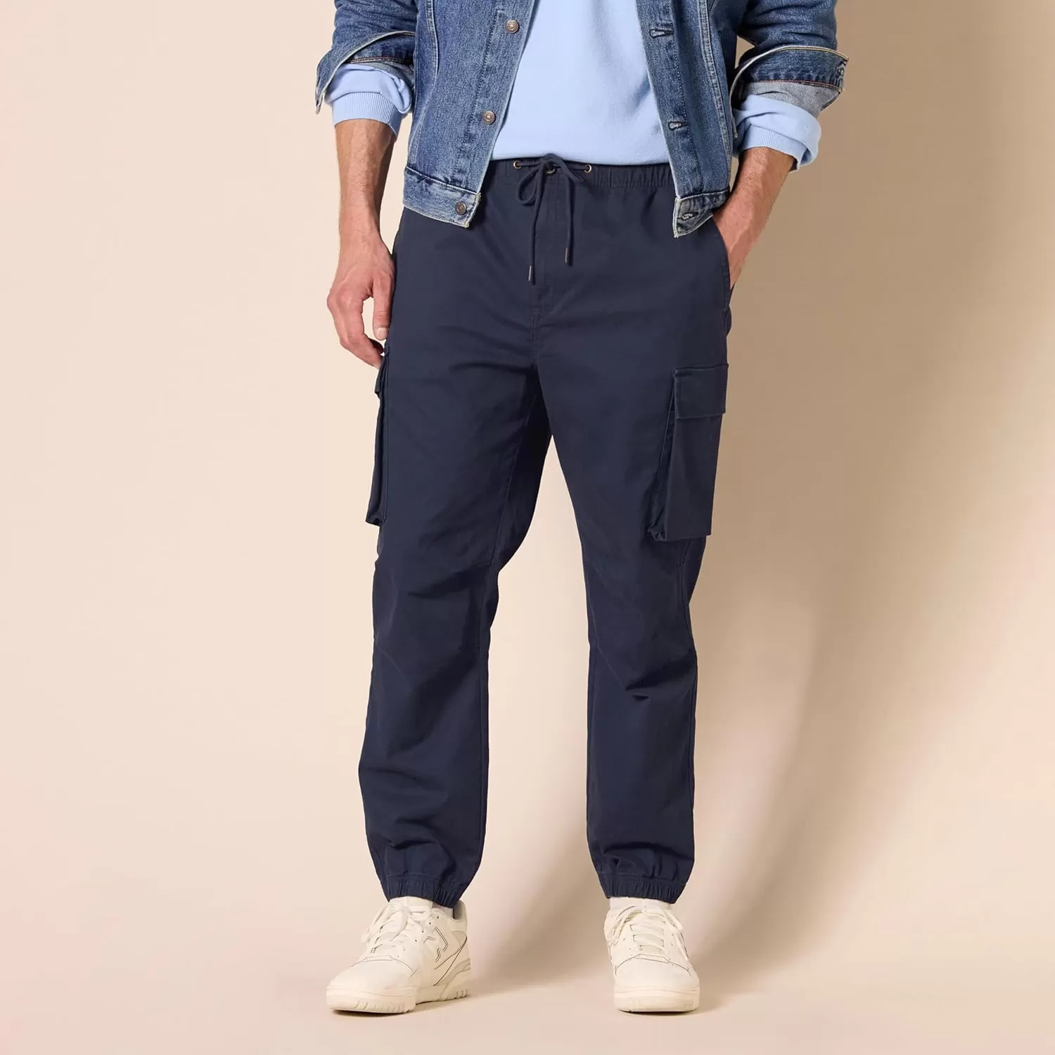 imageAmazon Essentials Mens DrawstringWaist RegularFit Cargo JoggerNavy
