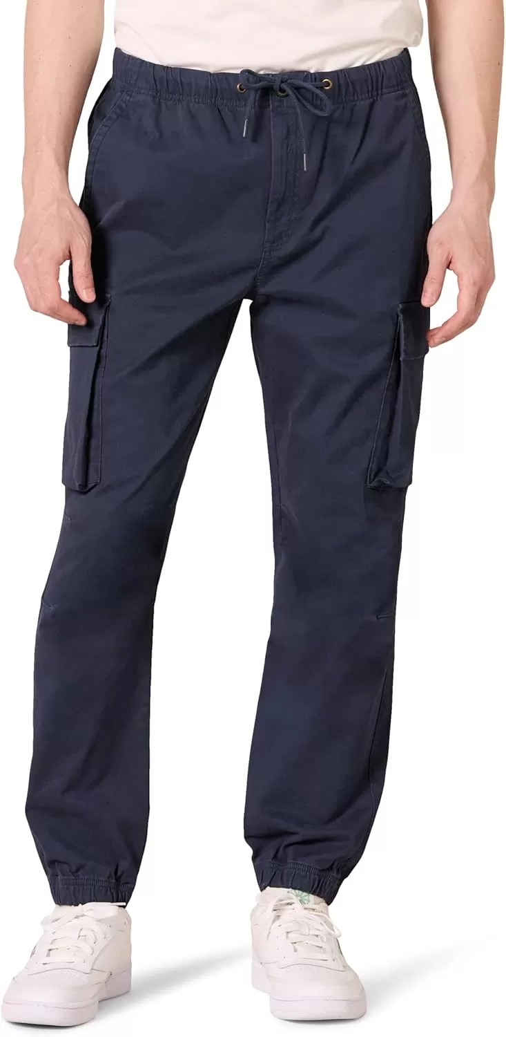 imageAmazon Essentials Mens DrawstringWaist RegularFit Cargo JoggerNavy