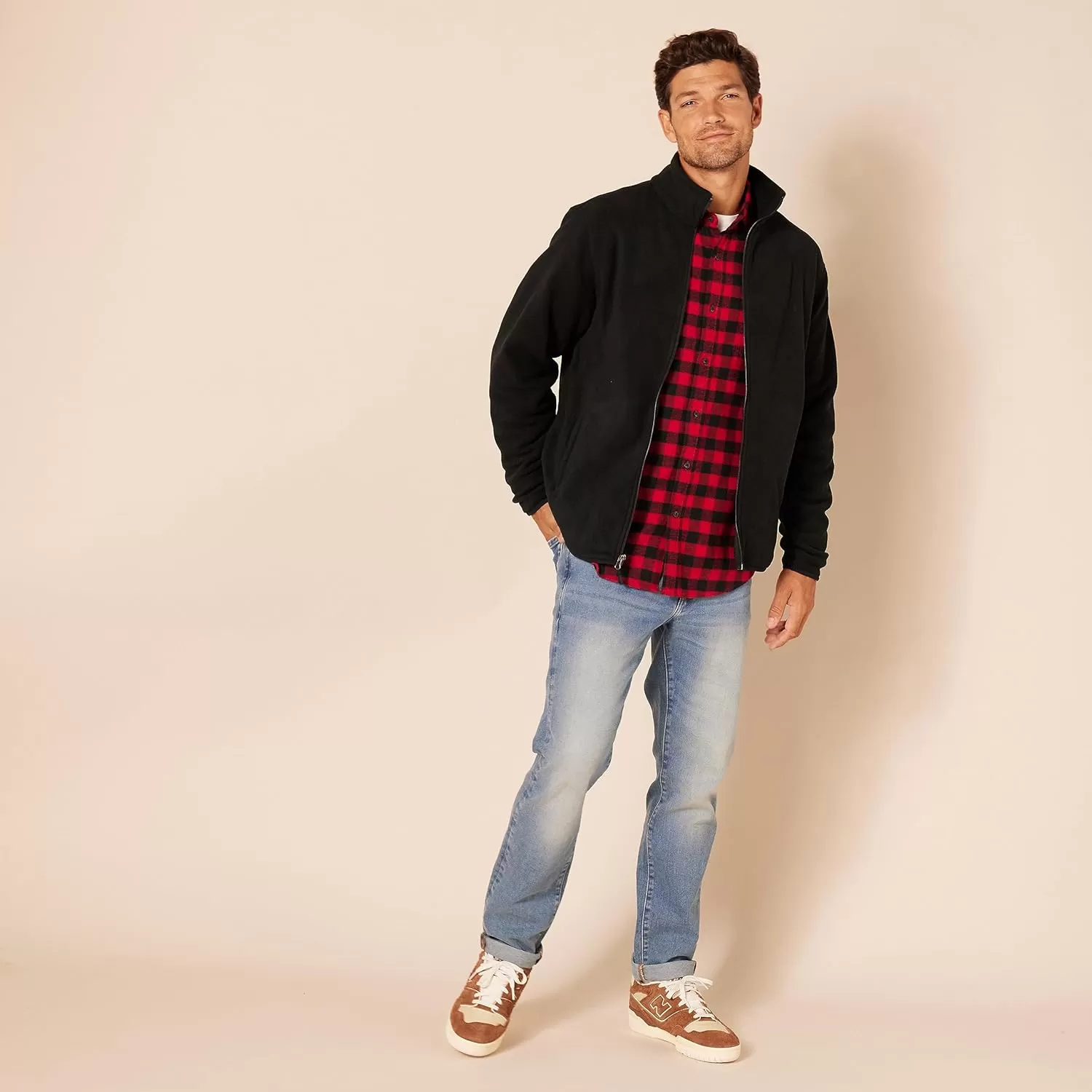 imageAmazon Essentials Mens FullZip Fleece Jacket Available in Big ampamp TallBlack