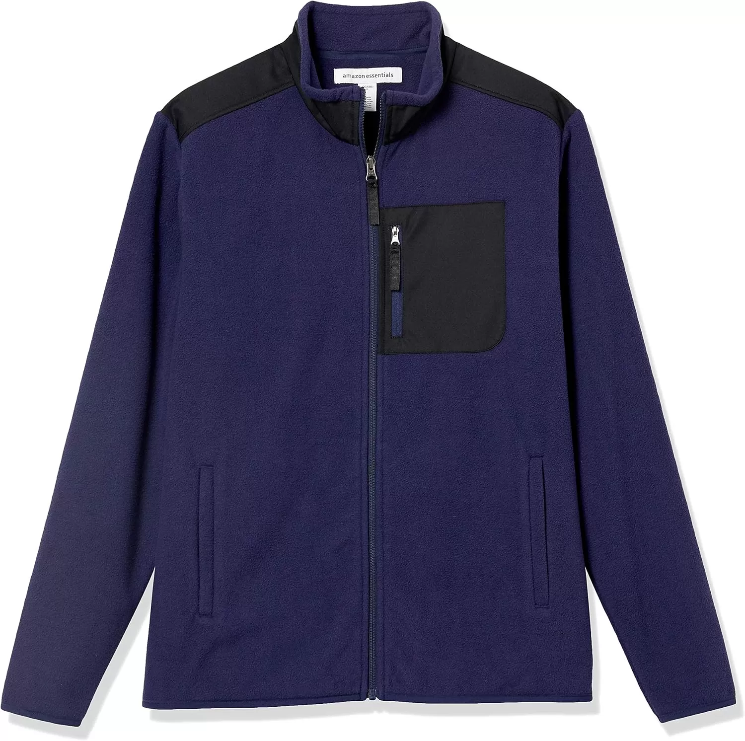 imageAmazon Essentials Mens FullZip Fleece Jacket Available in Big ampamp TallBlack Navy Color Block