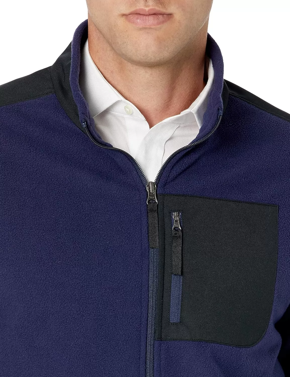imageAmazon Essentials Mens FullZip Fleece Jacket Available in Big ampamp TallBlack Navy Color Block