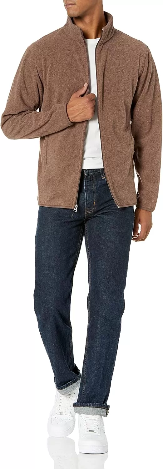 imageAmazon Essentials Mens FullZip Fleece Jacket Available in Big ampamp TallBrown Heather