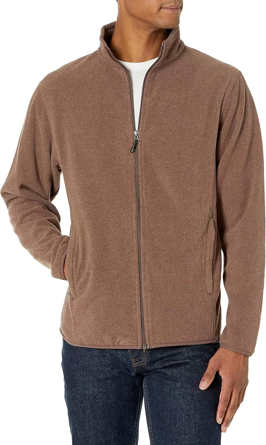 imageAmazon Essentials Mens FullZip Fleece Jacket Available in Big ampamp TallBrown Heather