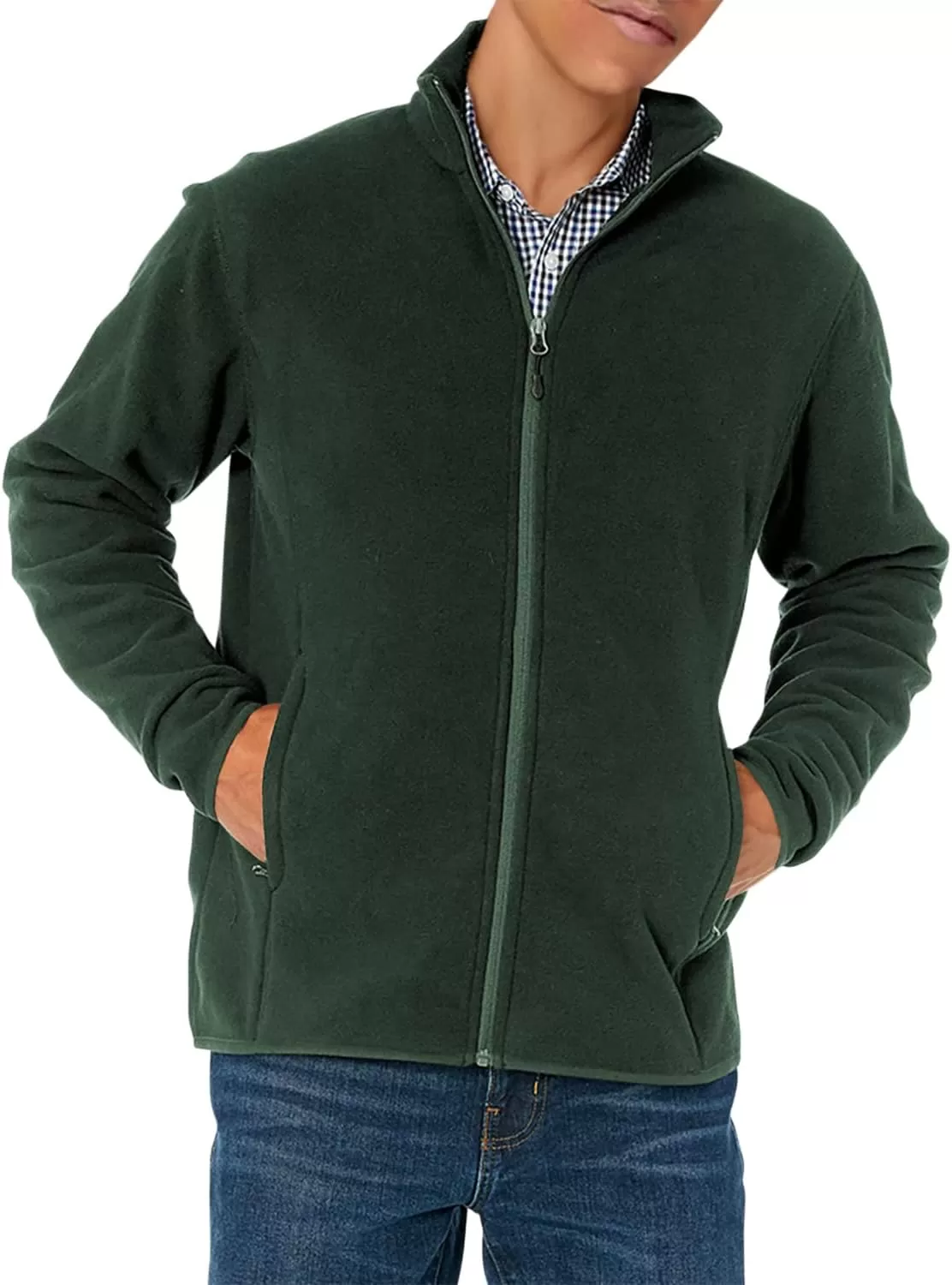 imageAmazon Essentials Mens FullZip Fleece Jacket Available in Big ampamp TallForest Green