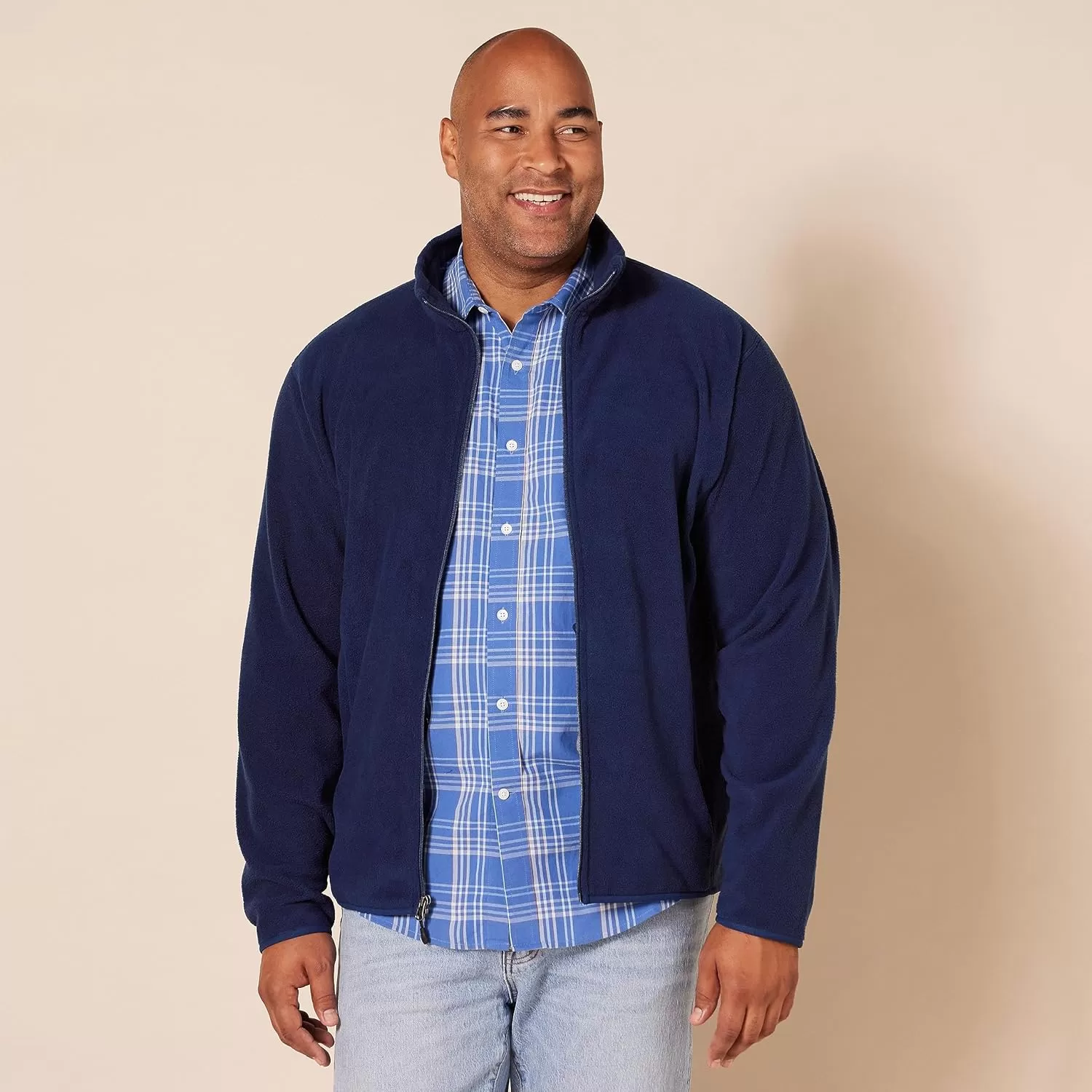 imageAmazon Essentials Mens FullZip Fleece Jacket Available in Big ampamp TallNavy