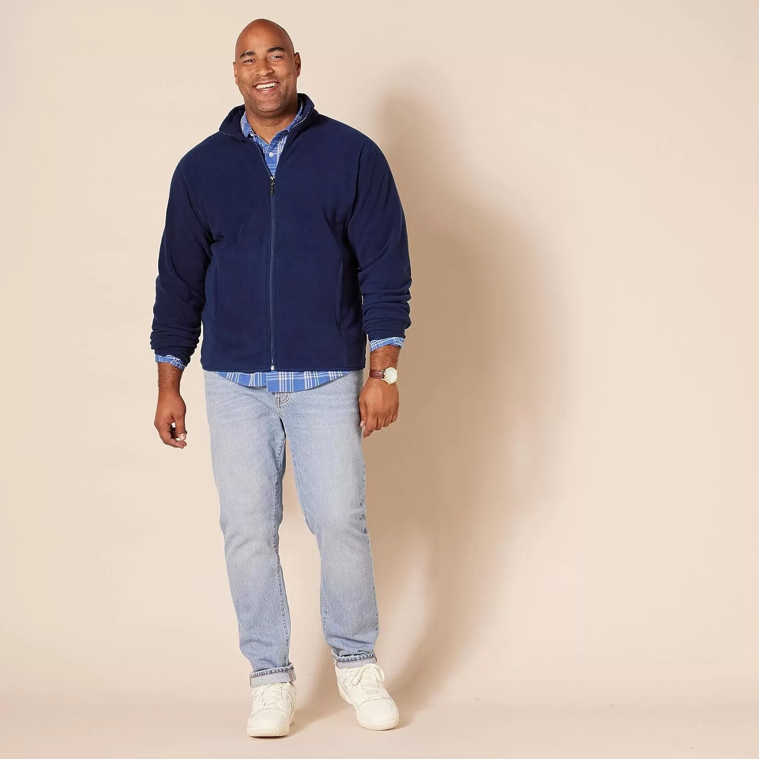 imageAmazon Essentials Mens FullZip Fleece Jacket Available in Big ampamp TallNavy