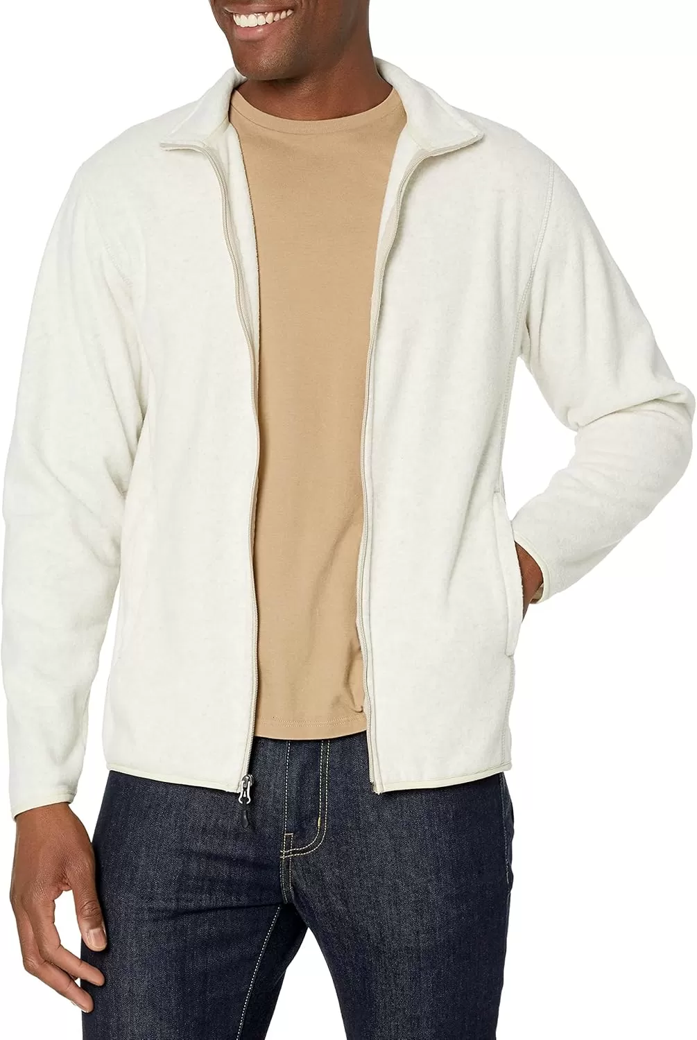 imageAmazon Essentials Mens FullZip Fleece Jacket Available in Big ampamp TallOatmeal Heather
