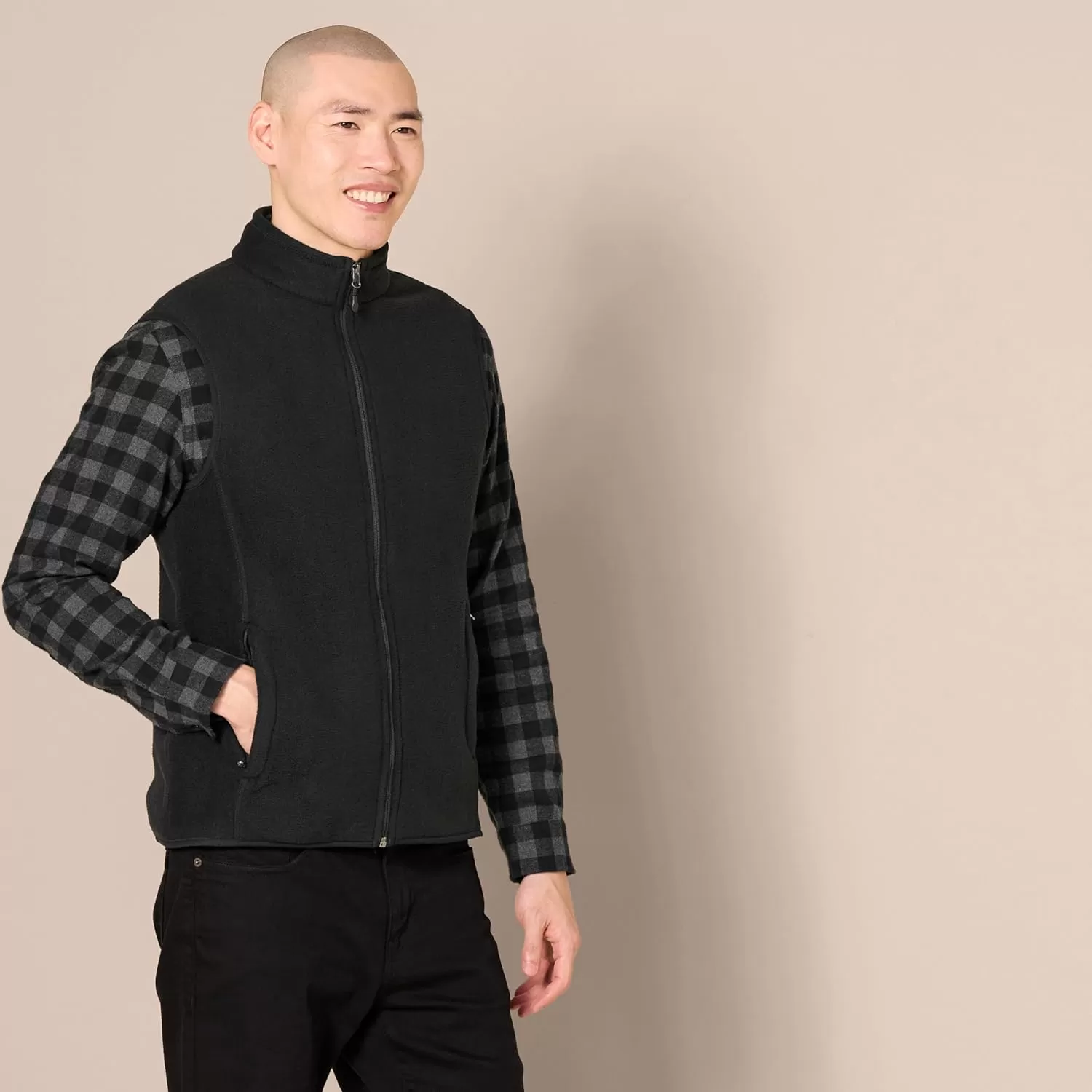 imageAmazon Essentials Mens FullZip Polar Fleece Vest Available in Big ampamp TallBlack