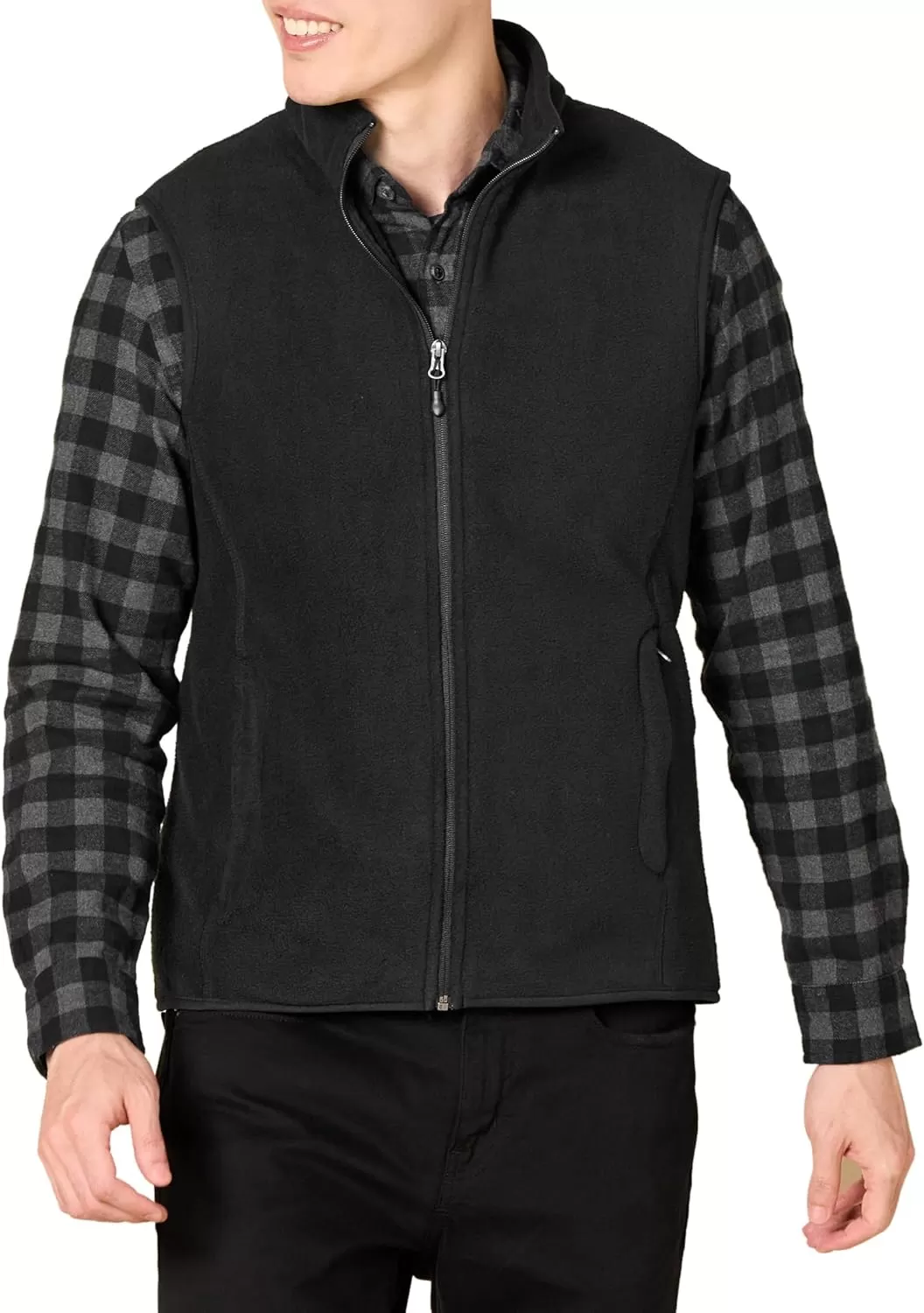 imageAmazon Essentials Mens FullZip Polar Fleece Vest Available in Big ampamp TallBlack