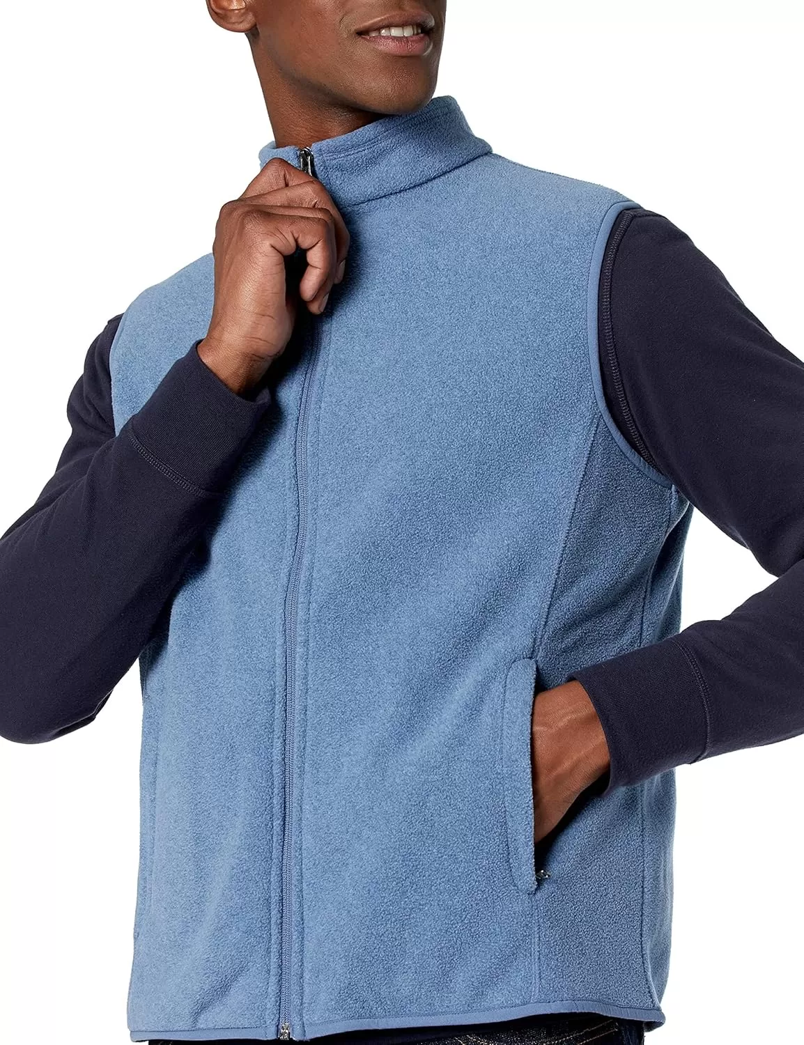 imageAmazon Essentials Mens FullZip Polar Fleece Vest Available in Big ampamp TallBlue Heather
