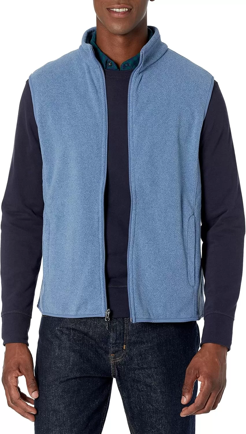 imageAmazon Essentials Mens FullZip Polar Fleece Vest Available in Big ampamp TallBlue Heather