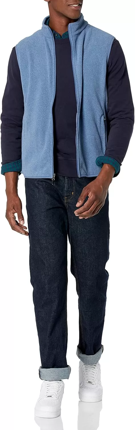 imageAmazon Essentials Mens FullZip Polar Fleece Vest Available in Big ampamp TallBlue Heather