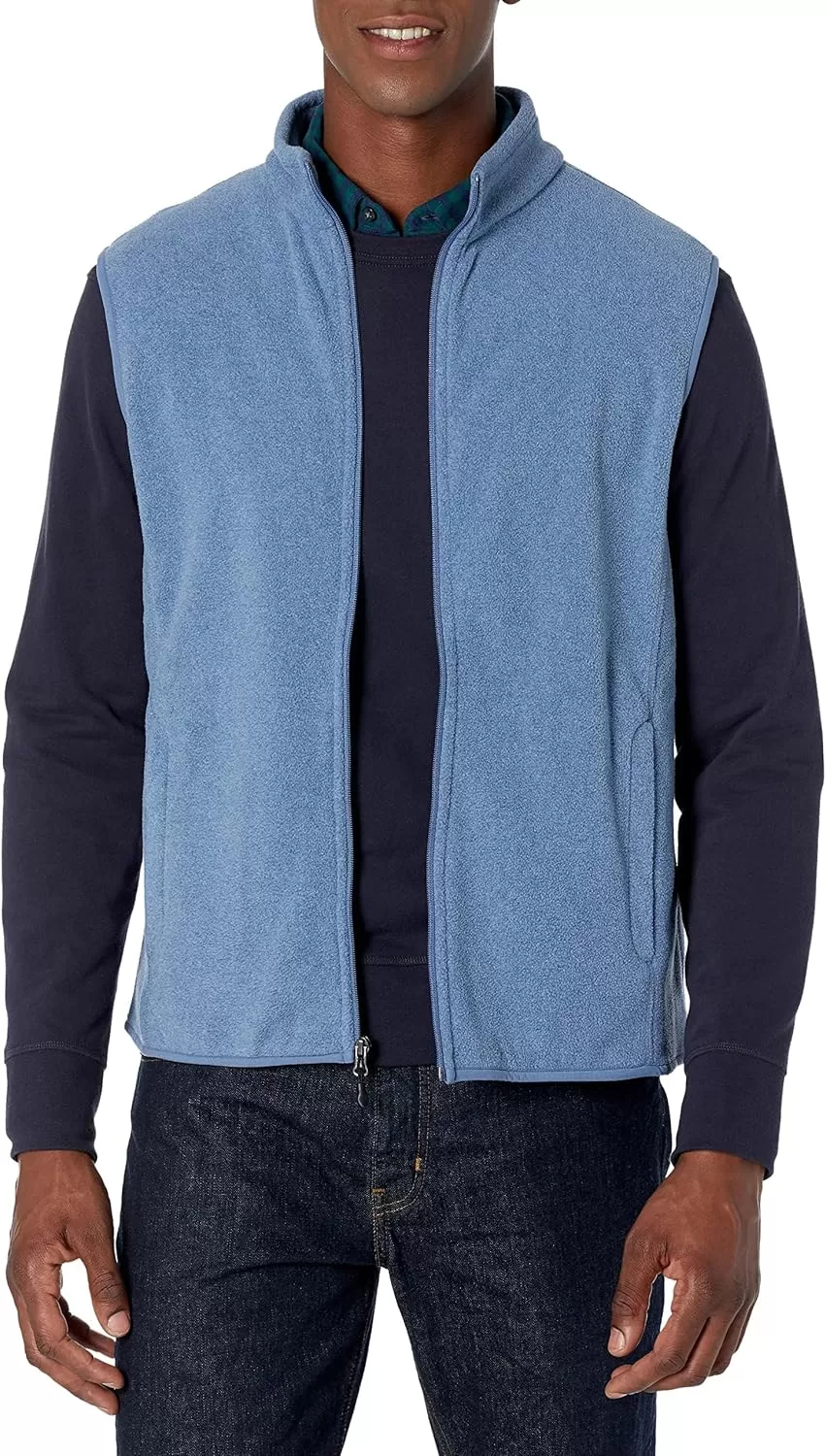 imageAmazon Essentials Mens FullZip Polar Fleece Vest Available in Big ampamp TallBlue Heather