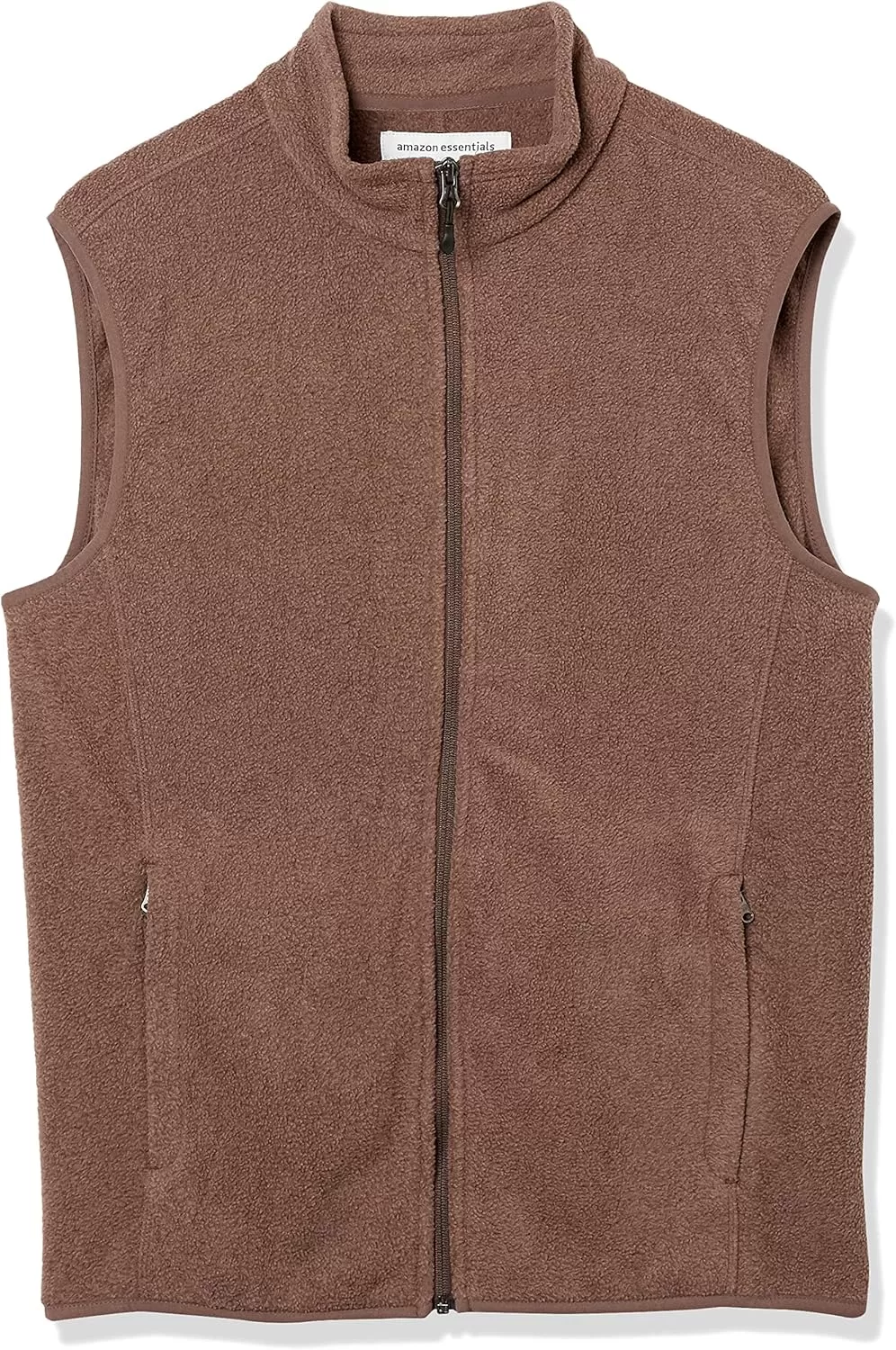 imageAmazon Essentials Mens FullZip Polar Fleece Vest Available in Big ampamp TallBrown Heather