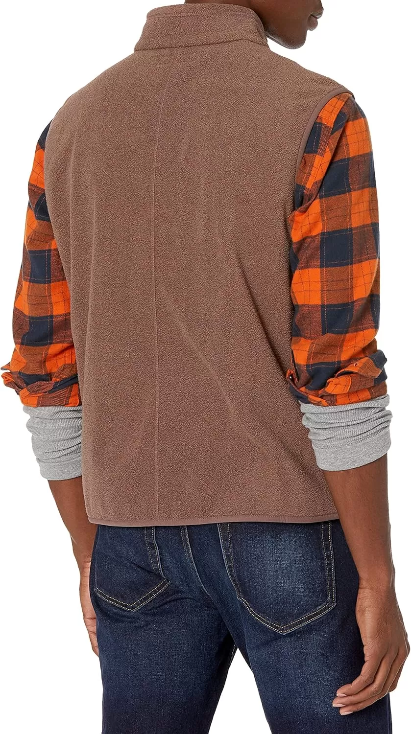 imageAmazon Essentials Mens FullZip Polar Fleece Vest Available in Big ampamp TallBrown Heather