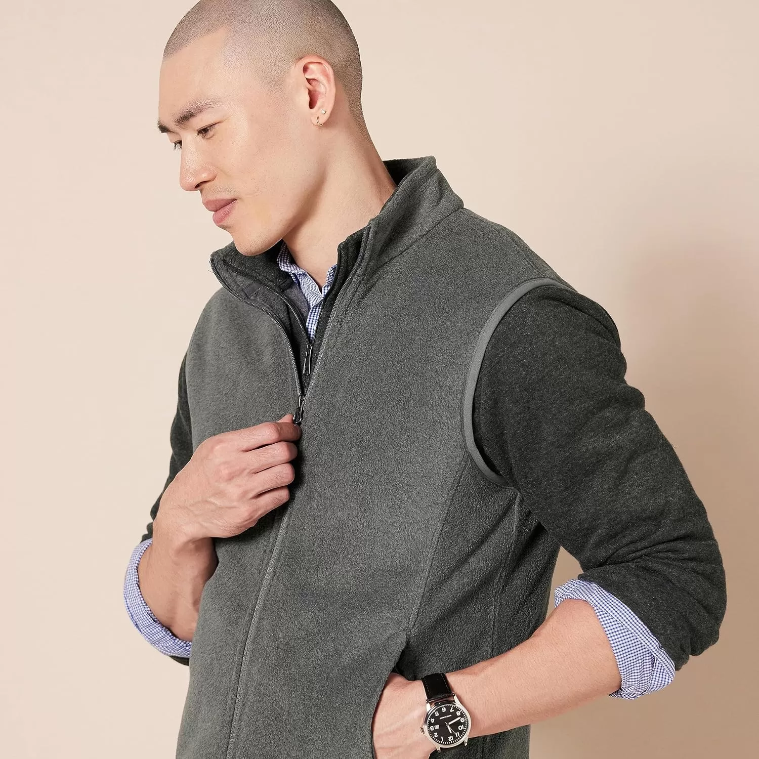 imageAmazon Essentials Mens FullZip Polar Fleece Vest Available in Big ampamp TallCharcoal Heather